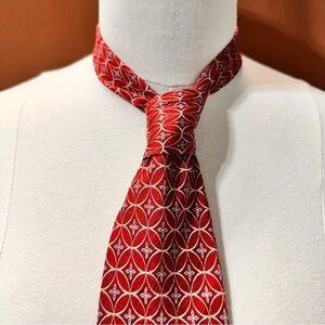 Bill Blass Men's Silk Tie Vintage Burgundy Multicolor Geometric Classic Necktie